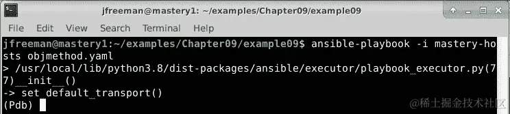 图 9.16-执行示例 playbook 以触发调试器