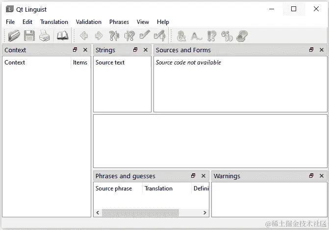 图 11.1 - Qt Linguist 用户界面