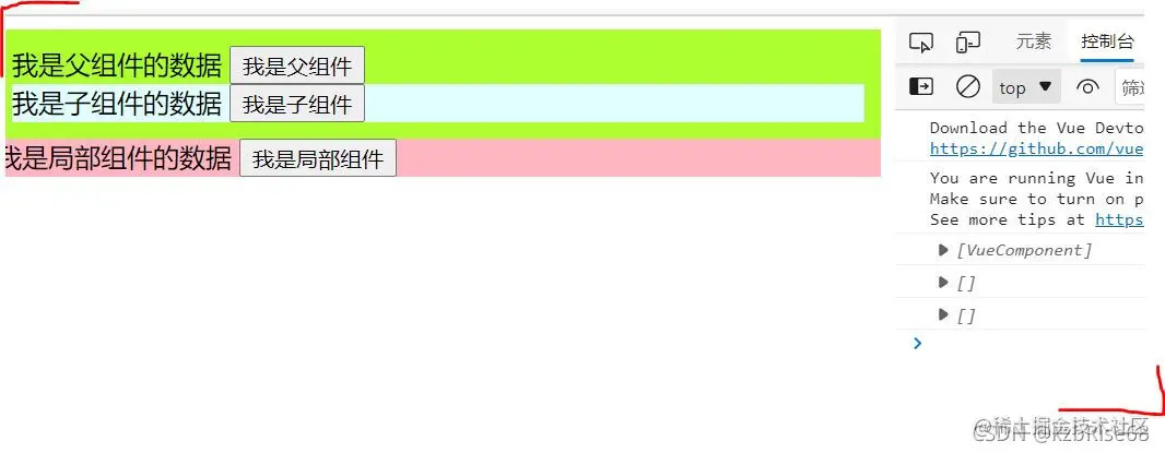 父访问子$children