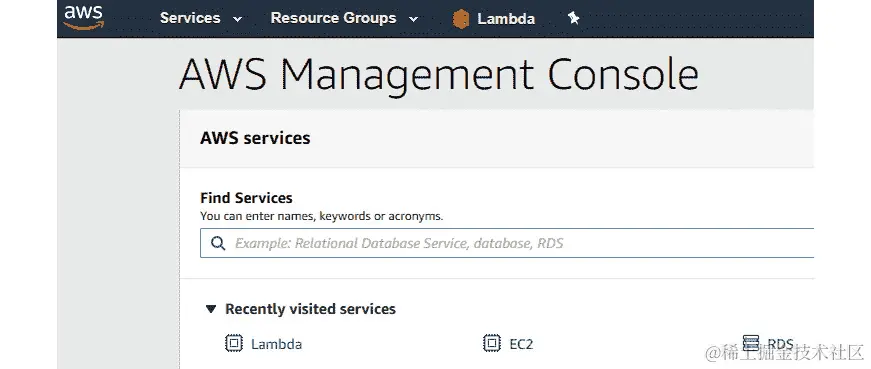 图 7.1-将 Lambda 固定到 AWS 控制台