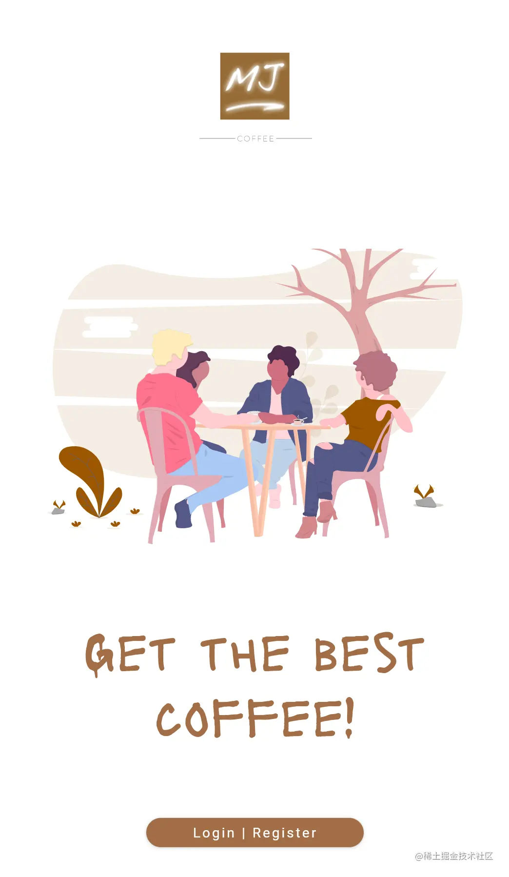 The MJ Coffee App’s home screen