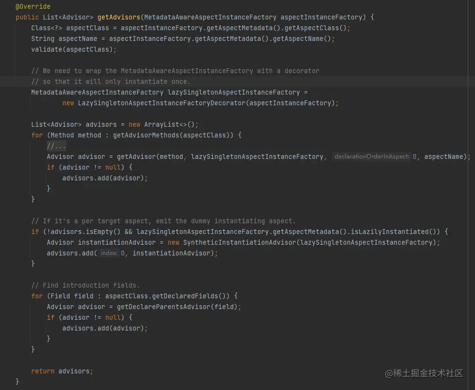 委托模式获取 getAdvisors 