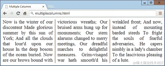 多列中的流动文本