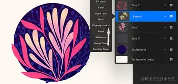 Clipping mask and textured ink blending in Procreate