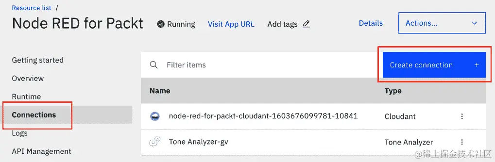 图 12.33 – 在 Node-RED 上创建新连接