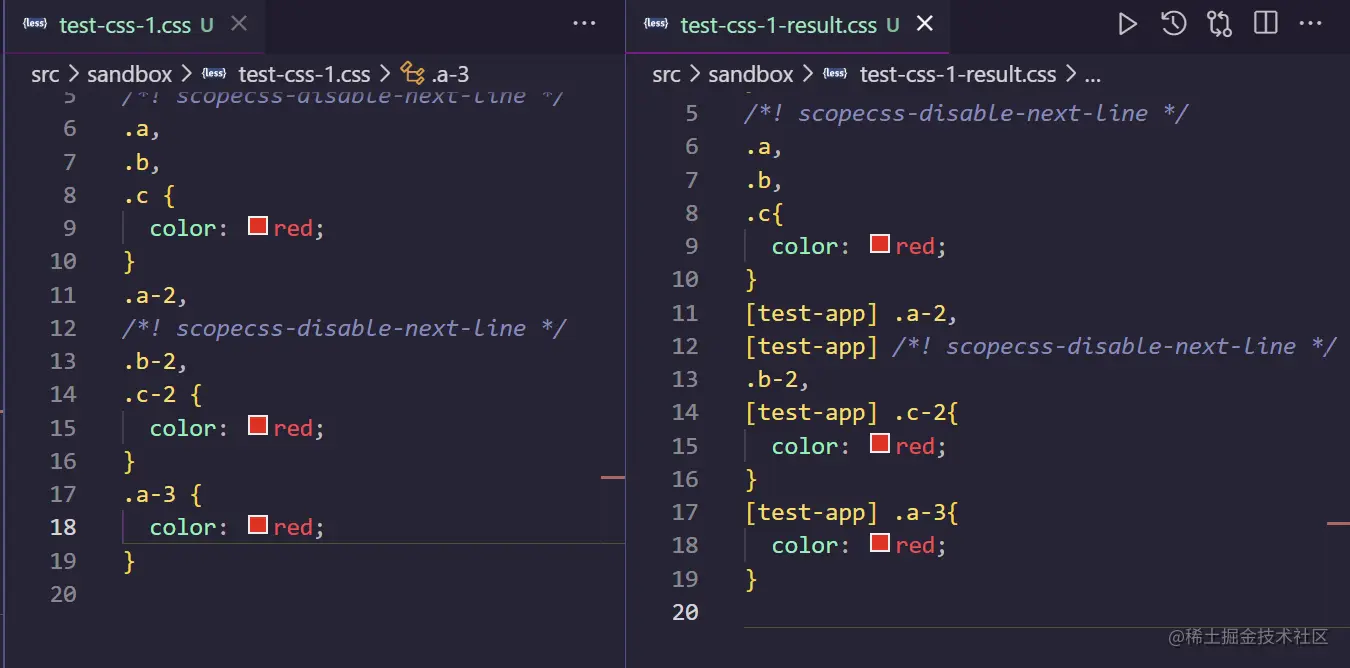 comment in selectors
