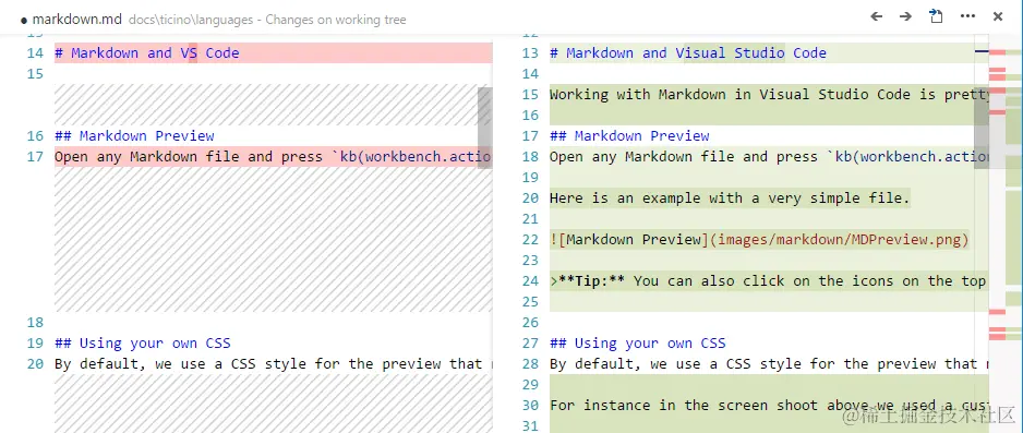 A File Diff in VS Code