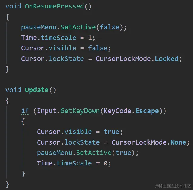 图 17.19 - 在暂停时显示和隐藏光标