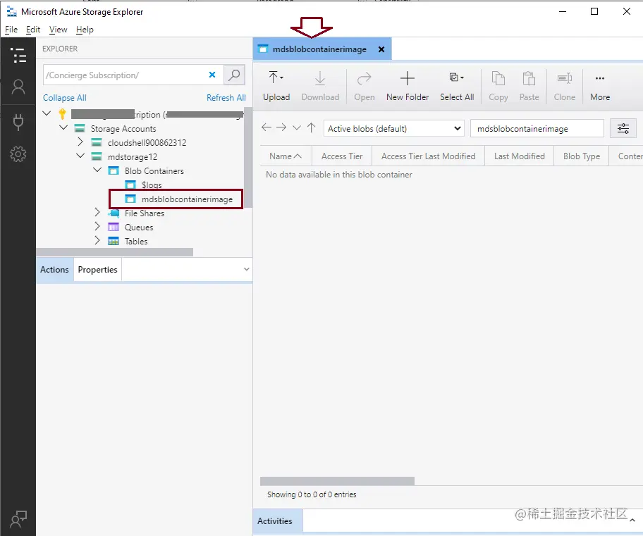 Upload a document to Blob Container 