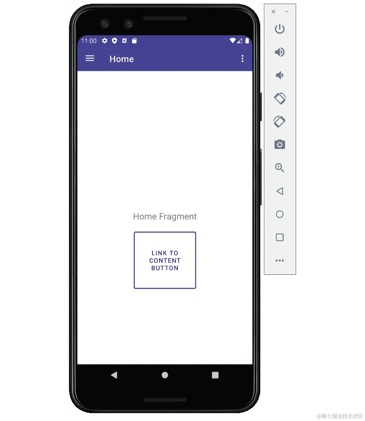 图 4.8：带有指向次要目的地的按钮的主屏幕