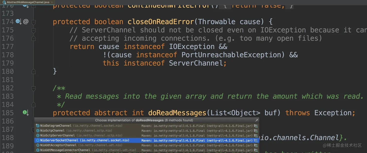 AbstractNioMessageChannel#doReadMessages