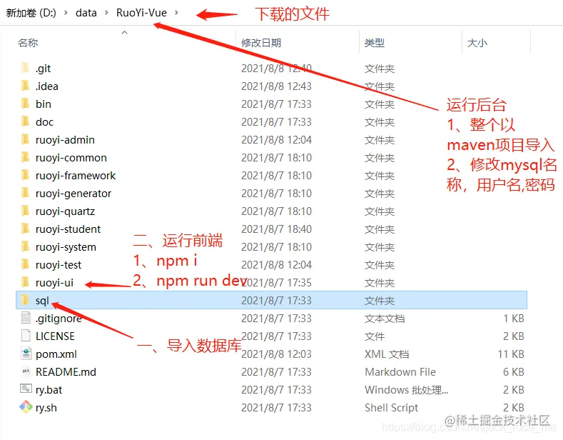 若依前后台框架，下载运行，若依系统生成代码