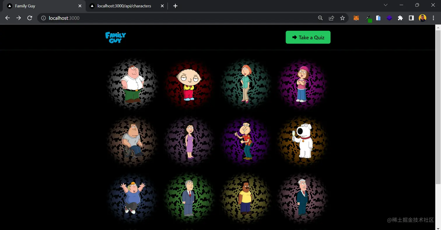 应用程序的首页显示了家庭成员角色列表