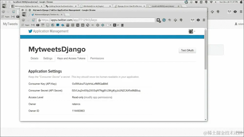 创建 Twitter 应用程序
