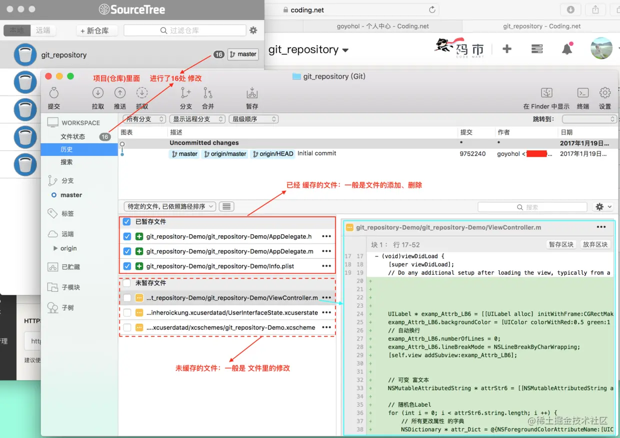 查看 仓库的状态