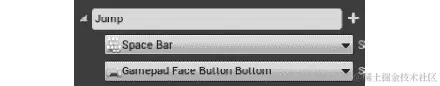 图 4.7：Gamepad Face Button Bottom 键添加到 Jump Action Mapping