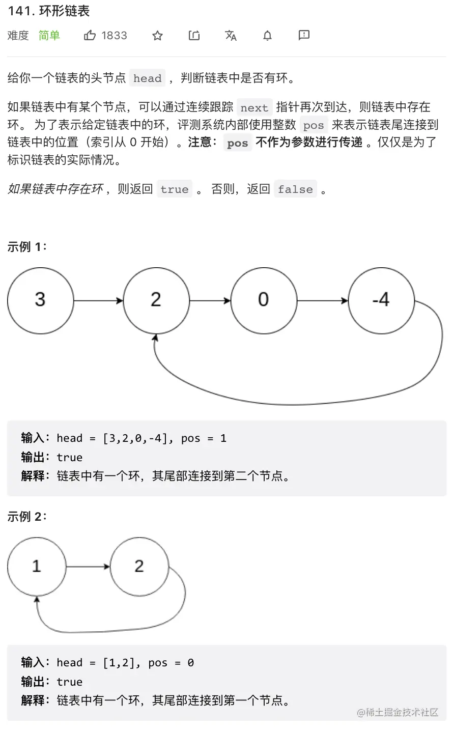 环形链表(力扣141)