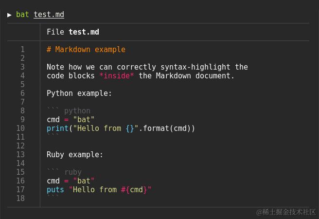 Syntax highlighting example