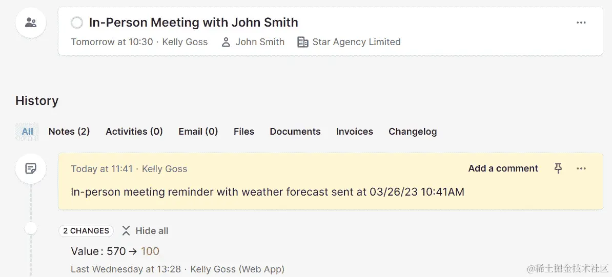 图 21.10 – 在 Pipedrive 中创建的新笔记（由 Pipedrive 提供）