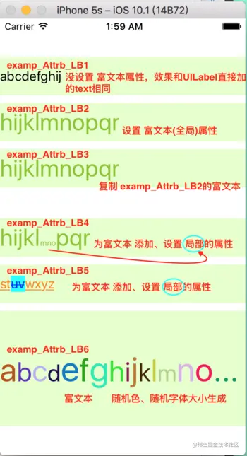 各Label 的富文本效果图
