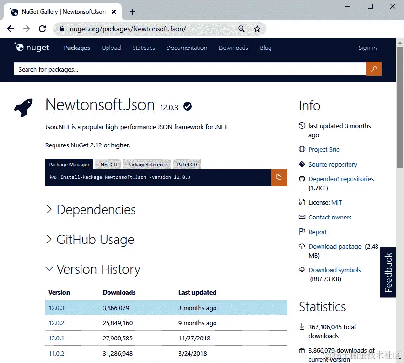 图 16.4-在 NuGet 库网站上搜索