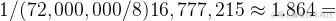 1/(72,000,000/8)*16,777,215\approx 1.864