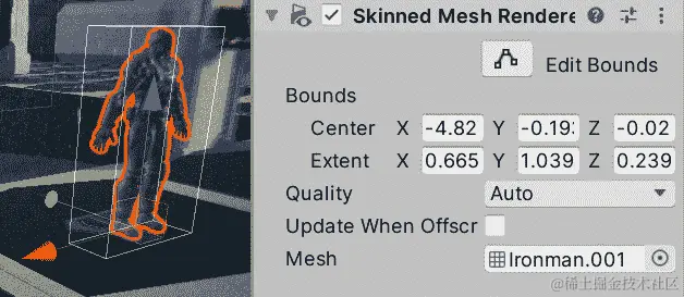 图 12.15 – 一个蒙皮网格渲染器组件