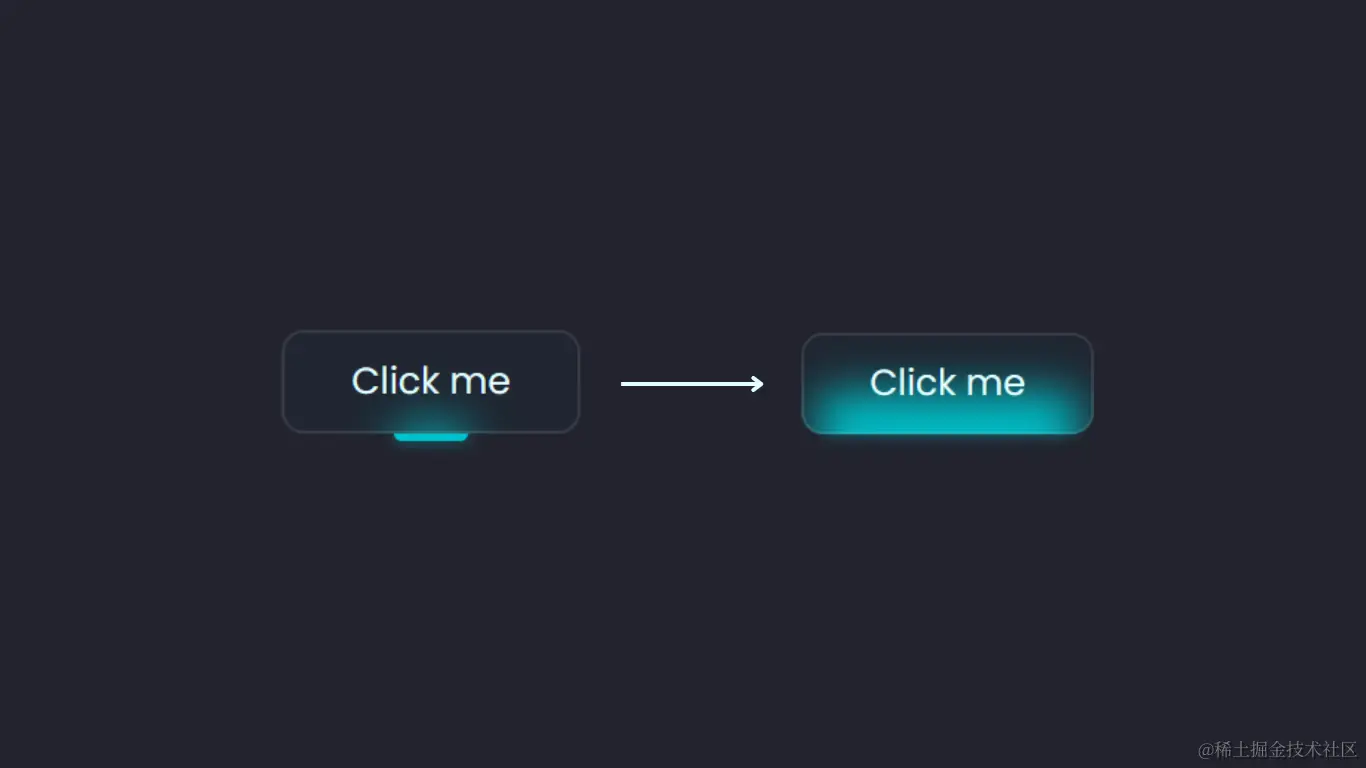 An expanding glow effect as the button is hovered, growing from the bottom middle of the button