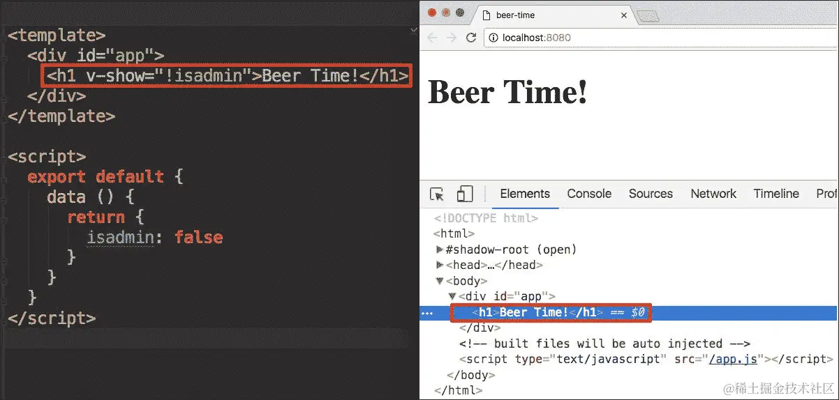 使用 v-if 和 v-show 指令进行条件渲染