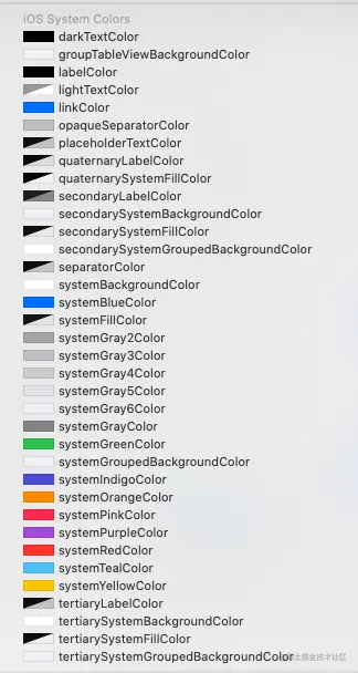 iOS system Colors