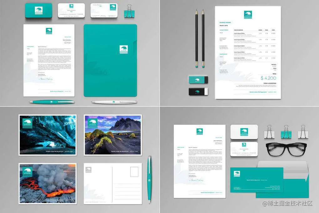 Stego Stationery Set Invoice corporate stationery business template format