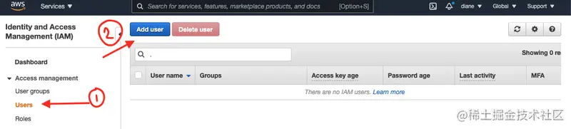 Instructions to Add user under the Identity and Access Management (IAM) console