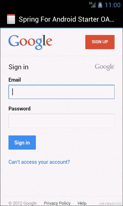使用 Google 的 OAuth 示例