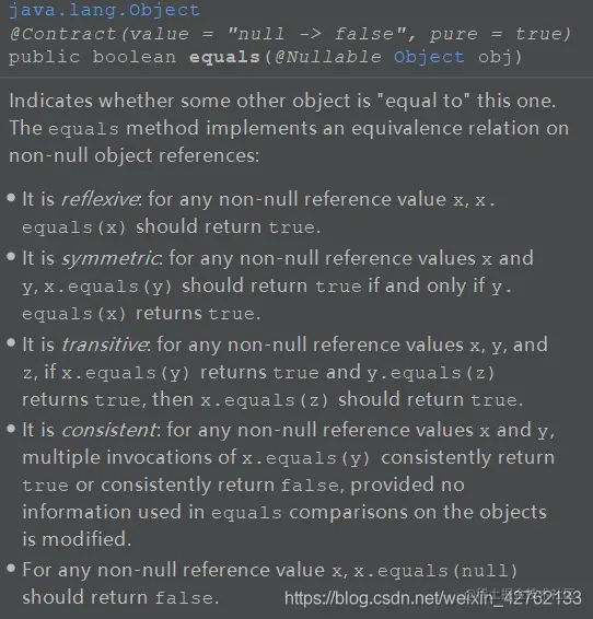 关于equals()方法，jdk源码给出如下五点建议，你知道哪些？