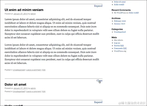 我们的第一个项目：扩展/折叠 WordPress 文章