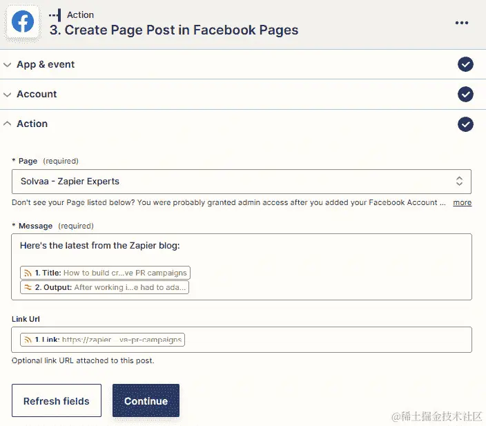 图 20.4 – 使用 Facebook 页面集成创建新页面帖子的概述