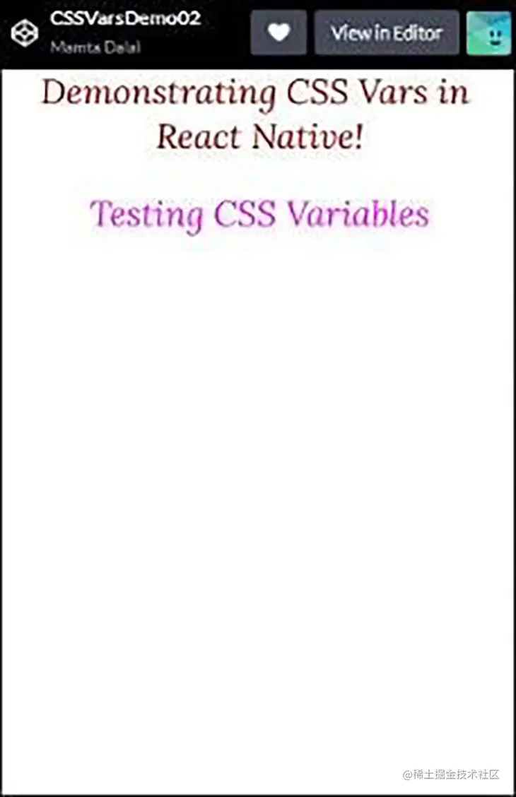 Our output for our second CSS Variables demo
