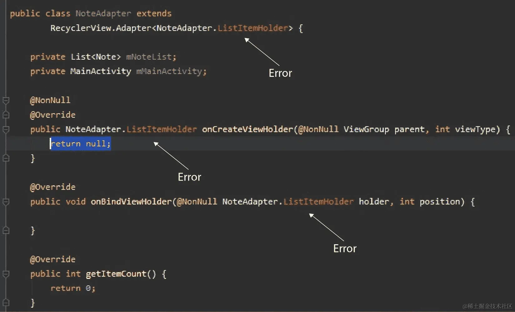 图 16.4 - 我们代码中的多个错误
