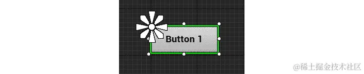 图 8.13：按钮元素被移动到其选定的中心锚点附近