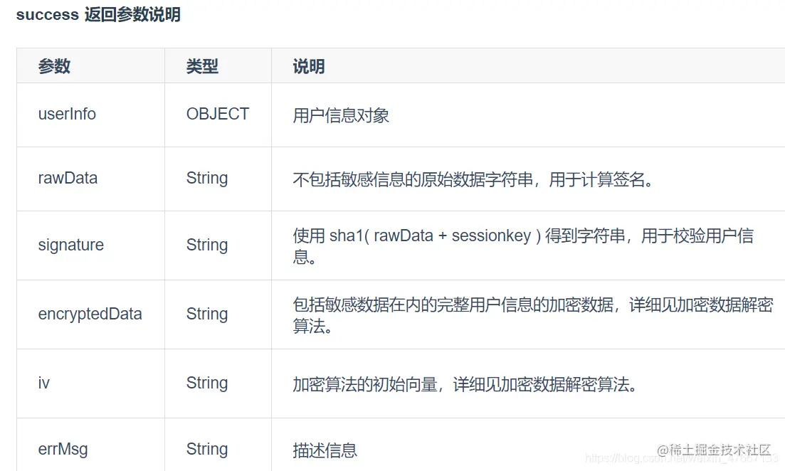 调用uni.getUserInfo成功后返回参数