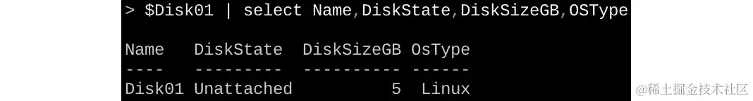使用$Disk01 命令创建新磁盘。