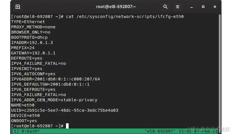 图 6.9-/etc/sysconfig/network-scripts/ifcfg-eth0 连接定义的内容
