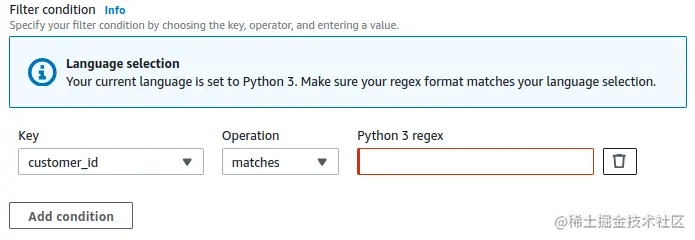 AWS Glue Studio - language selection box