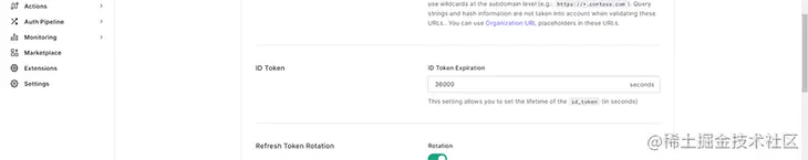 id_token expiration set in sample site