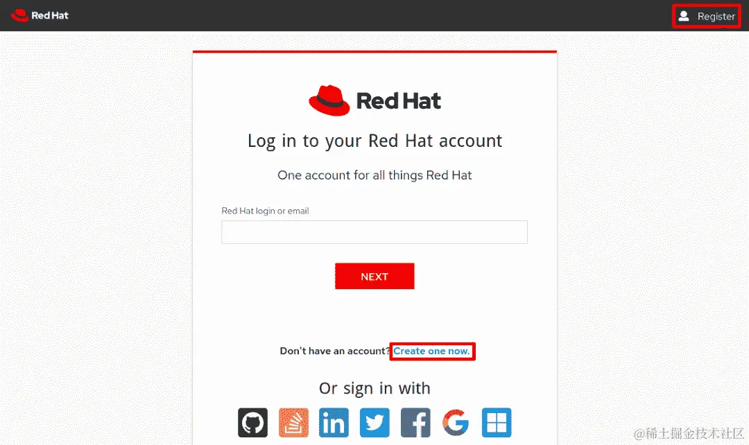 图 1.2 - 红帽登录页面（所有红帽资源通用）