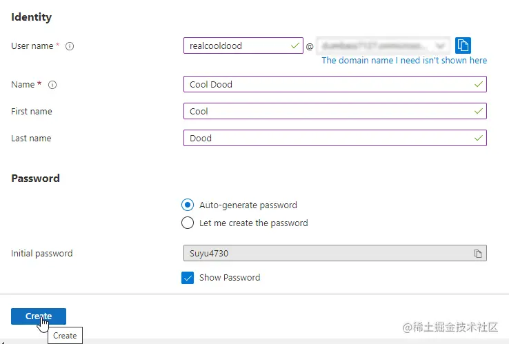 Azure Add a new user