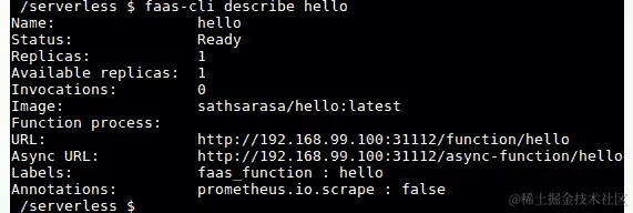 图 9.25：描述一个 OpenFaaS 函数