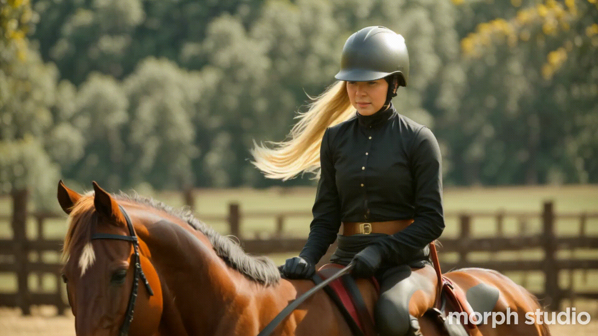 mnggiflab-compressed-a_female_rider_riding_a_horse_with_a_traditional_horse_riding_helmet_the_horse_is_black_with_blonde_ (1) (1).gif