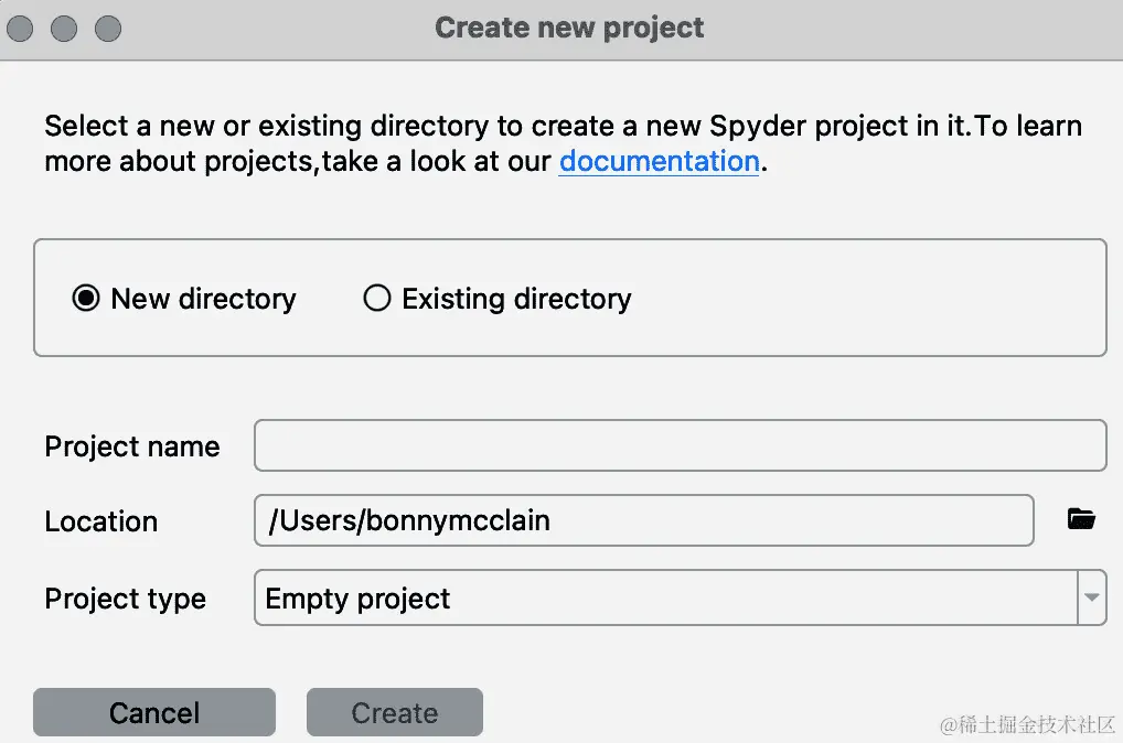 在 Spyder 中创建新项目