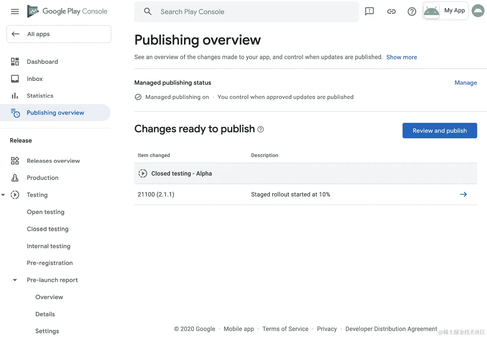 图 16.16：托管发布准备发布的更改